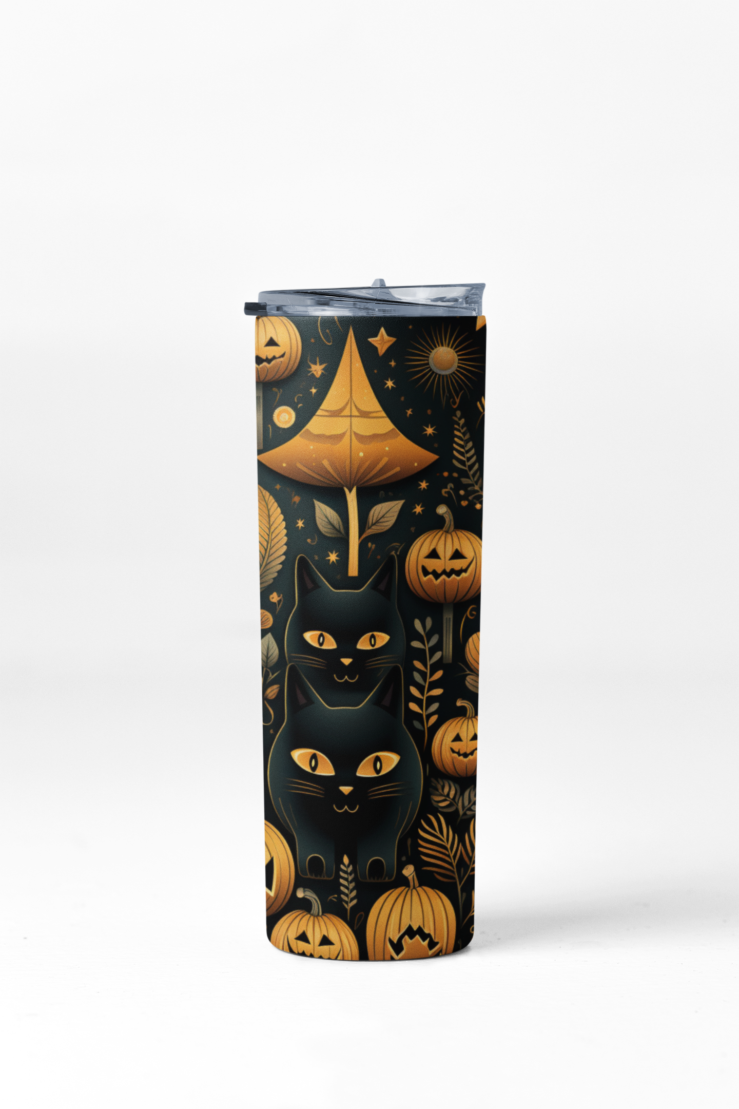 Black Cats and Pumpkins 20 oz skinny tumbler