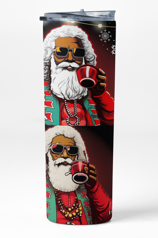 Black Santa 20 oz skinny tumbler