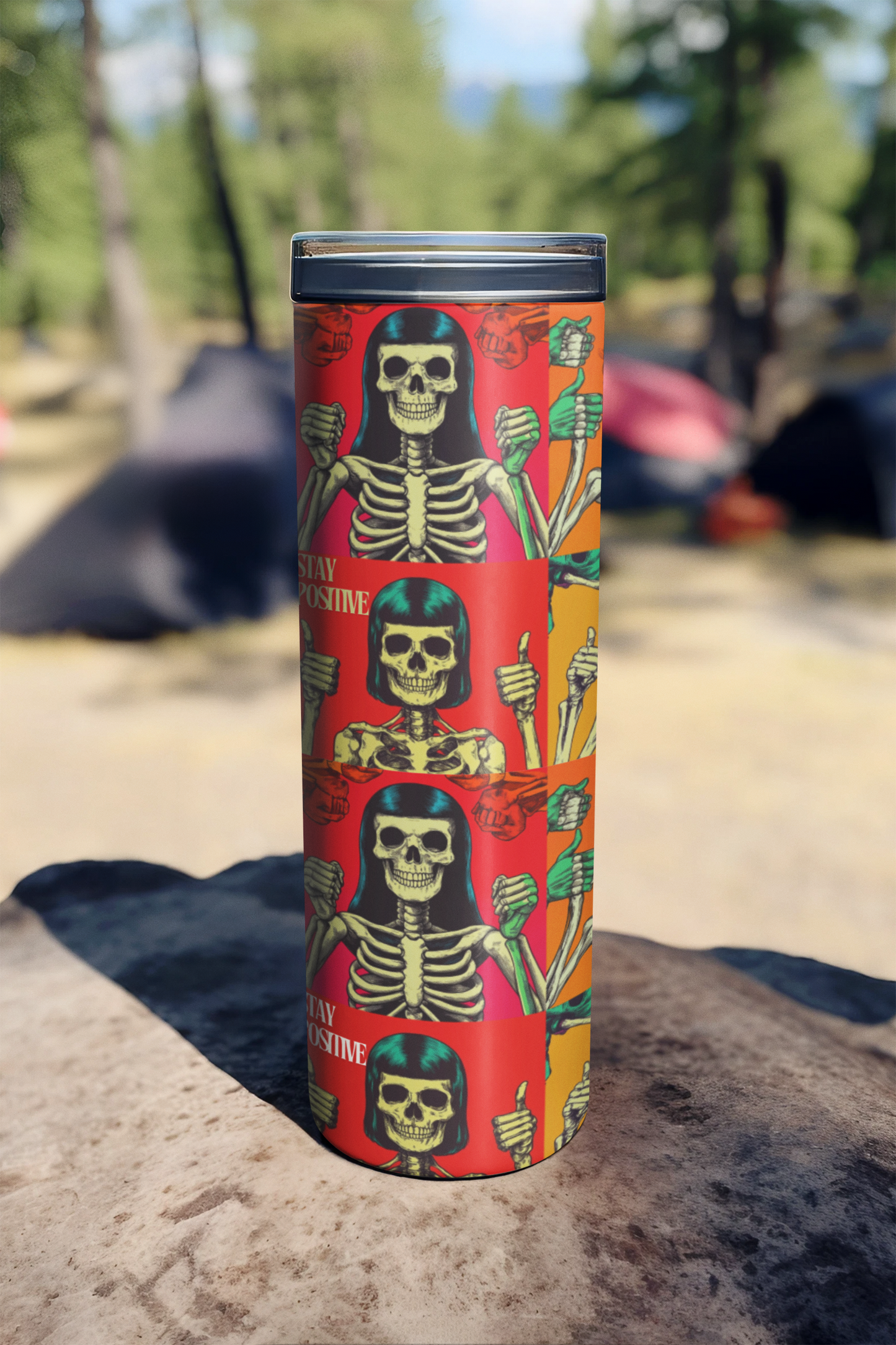 Stay Positive Skeletal Pop Culture Design 20 oz Tumbler