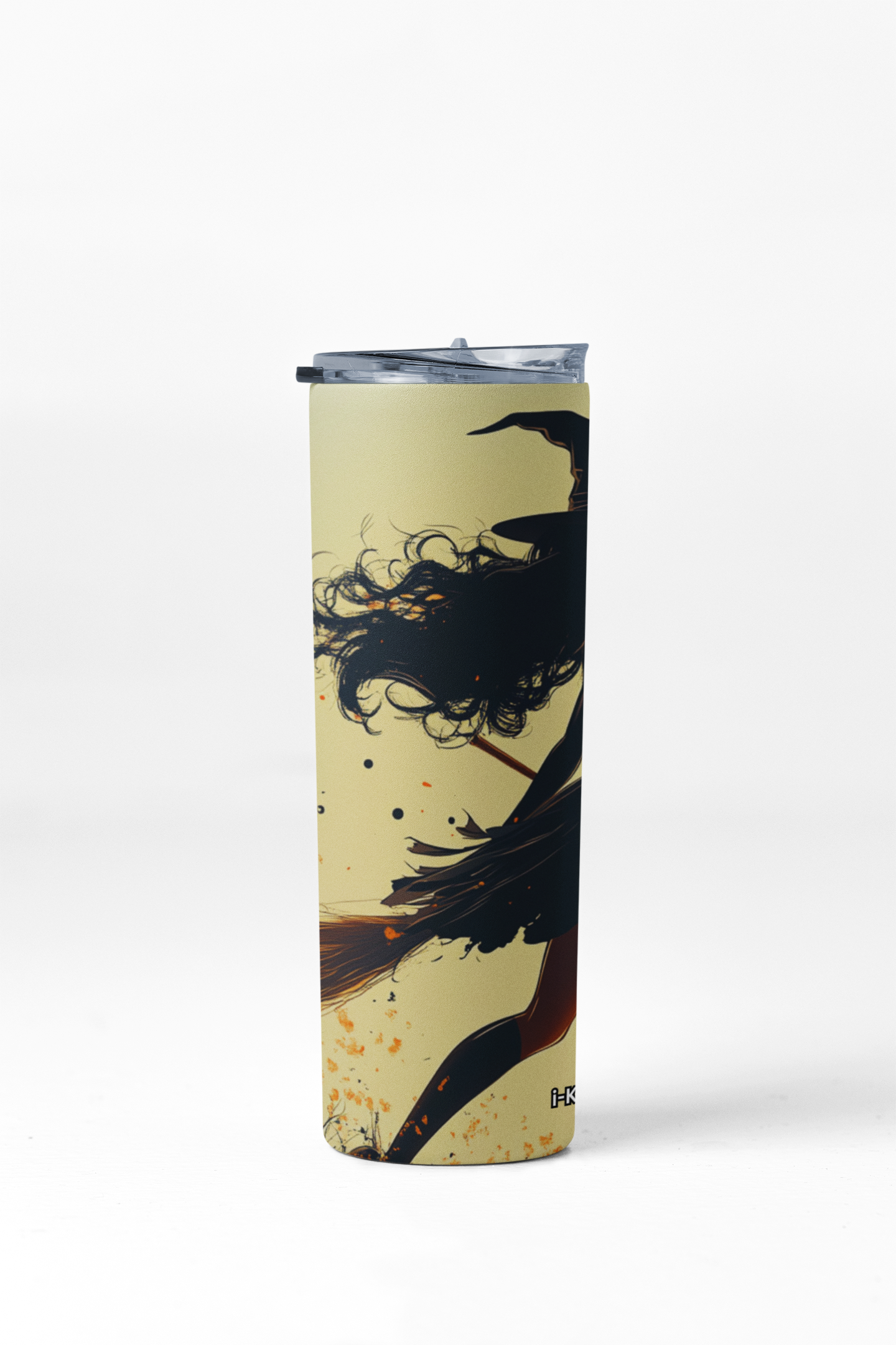 Other side view of Humble Witch Carrying a Broom Stainless Steel Tumbler